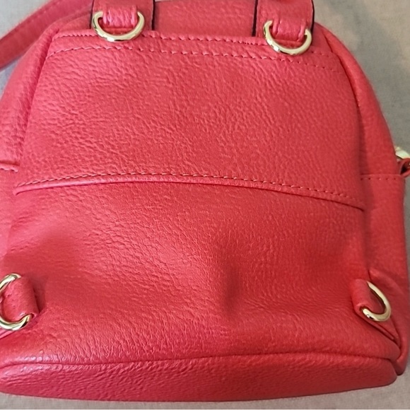 Steve Madden Erin Red Pebbled Leather backpack - Picture 8 of 11